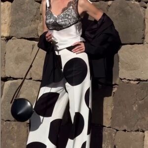 Zara Black and White Wide Leg Pants